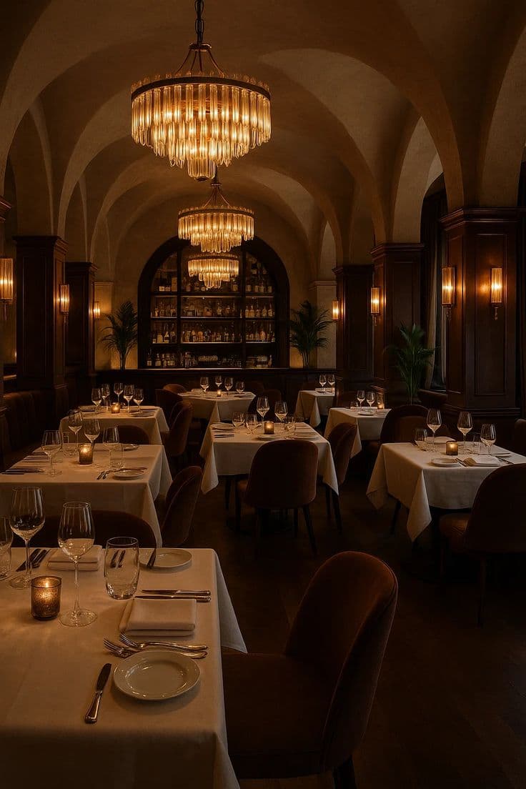 Warm, intimate dining room