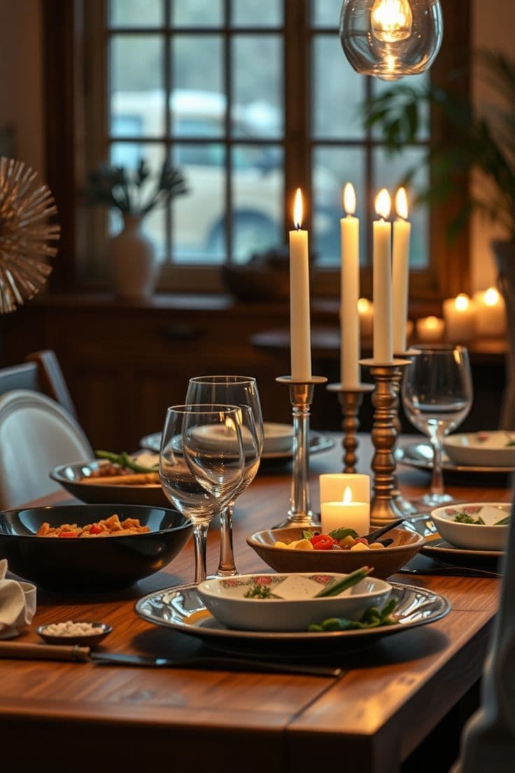 Candle-lit tables with soft bokeh