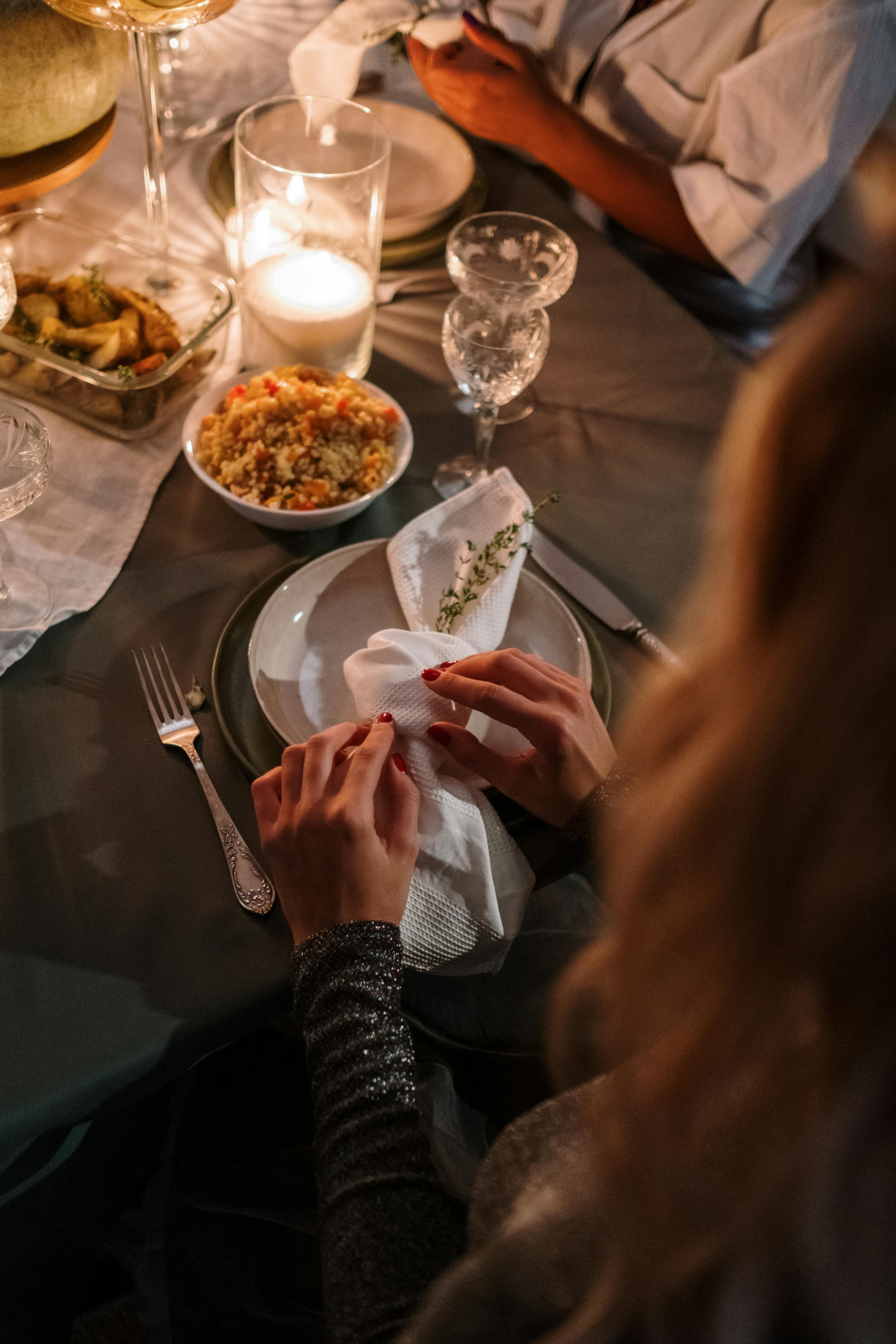Candle-lit table inside The Lost Tribe